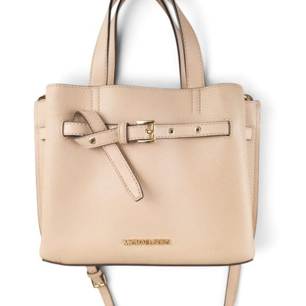 Michael‎ Kors Emilia Satchel Women Small Beige Excellent Leather Belted Bag